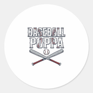 Sticker Rond Baseball Poppa Vintage Gravure Design de T-Shirt_1