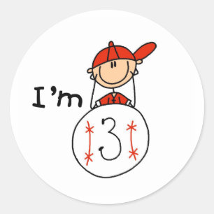Sticker Rond Baseball pour garçons J'ai 3 ans