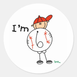 Sticker Rond Baseball pour garçons J'ai 6 ans