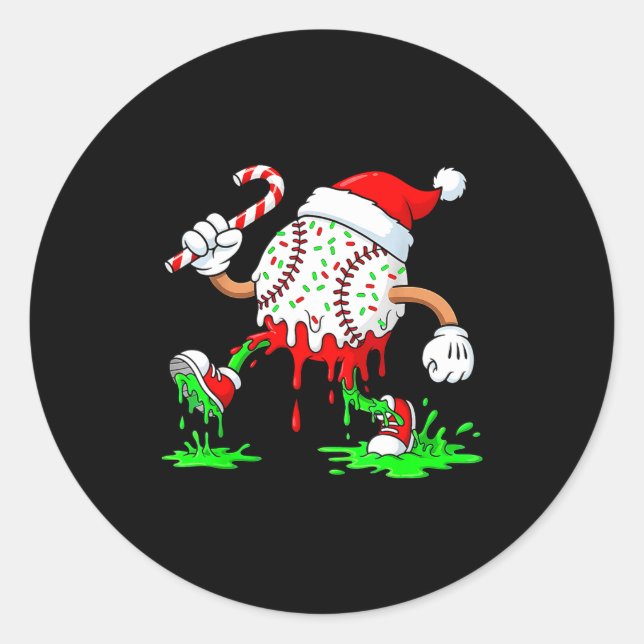 Sticker Rond Baseball Santa Hat Christmas Ice Cream Drip Candy  (Devant)