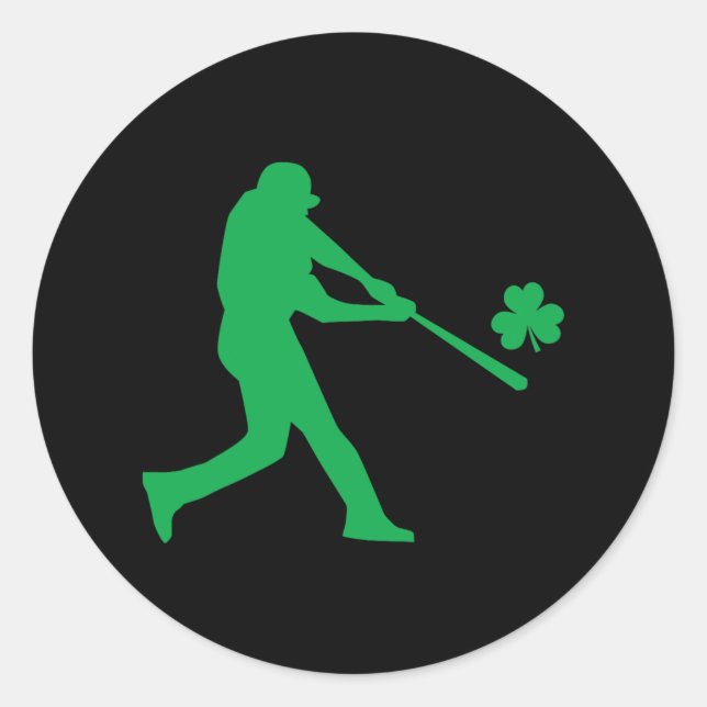 Sticker Rond Baseball shamrock St Patrick's Day Dons d'ados pou (Devant)