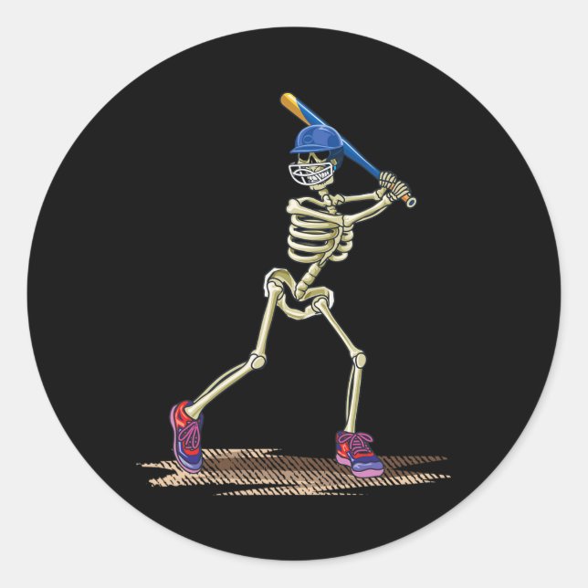 Sticker Rond Baseball Skeleton Halloween Hommes garçons Basebal (Devant)