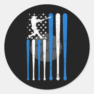 Sticker Rond Baseball vintage American US Drapeau Spiritueux Ba