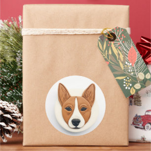 Sticker Rond Basenji Chien 3D Inspiré