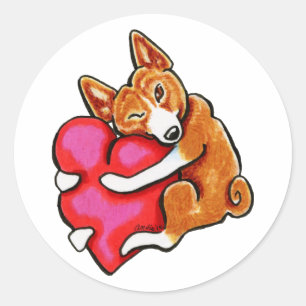 Sticker Rond Basenji Love