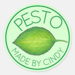 Sticker Rond Basil Leaf nourriture maison Pesto de la cuisine d