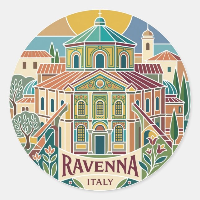 Sticker Rond Basilique San Vitale Italie (Devant)