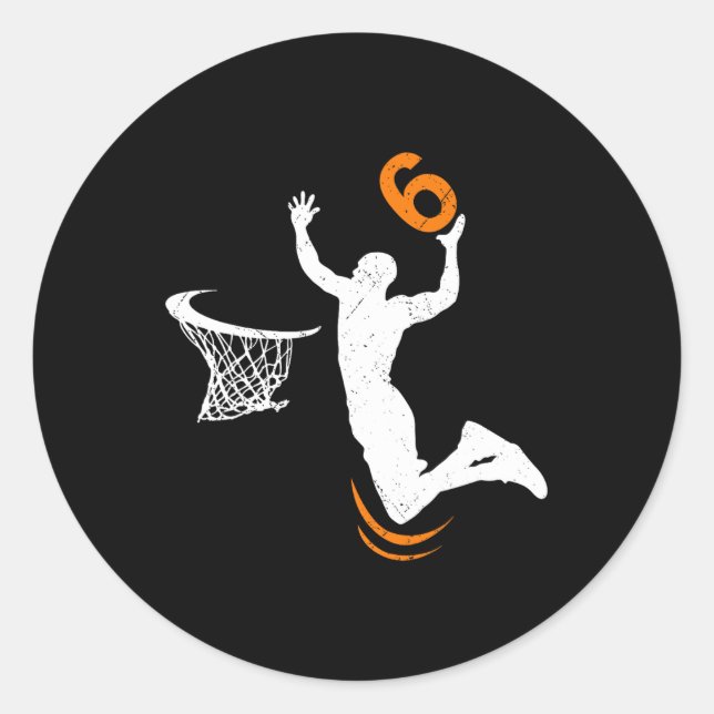 Sticker Rond Basket-ball 6 ans Dunk 6 ans Fête Boys (Devant)