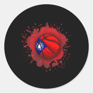 Sticker Rond Basket-ball avec drapeau taïwanais