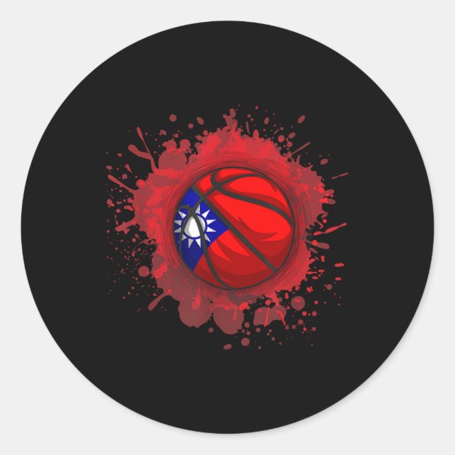 Sticker Rond Basket-ball avec drapeau taïwanais (Devant)