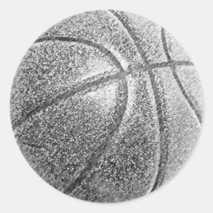 Sticker Rond Basket-ball avec effet crayon