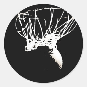 Sticker Rond Basket-ball Black White Pop Art