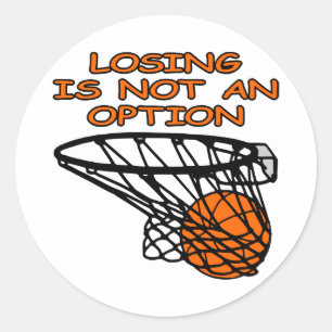 Sticker Rond Basket-ball blanc perdant pas l'option
