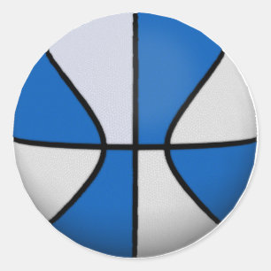 Sticker Rond Basket-ball bleu et blanc :