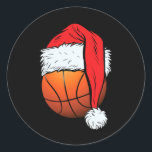 Sticker Rond Basket-ball Christmas Ball Santa Hat Xmas Boys Hom<br><div class="desc">Basket-ball Noël Bal Santa Hat Xmas Garçons Hommes Sport 1</div>