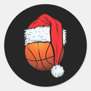 Sticker Rond Basket-ball Christmas Ball Santa Hat Xmas Boys Hom