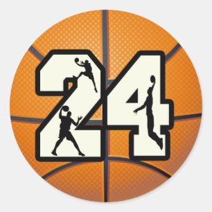 Sticker Rond Basket-ball du numéro 24