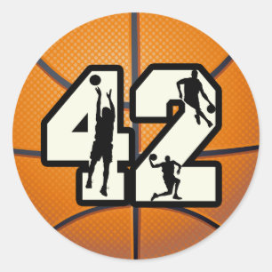 Sticker Rond Basket-ball du numéro 42
