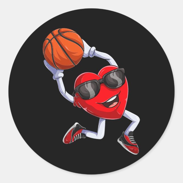 Sticker Rond Basket-ball Dunking Heart (Devant)