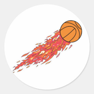 Sticker Rond basket-ball en feu