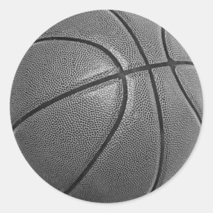 Sticker Rond Basket-ball en niveaux de gris
