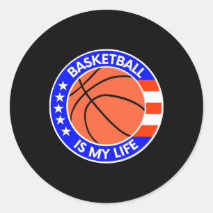 Sticker Rond Basket-ball est ma vie est la vie États-Unis Drape