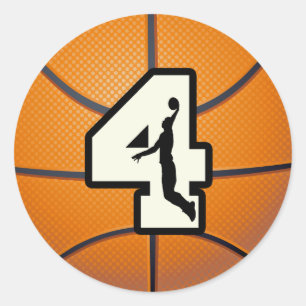 Sticker Rond Basket-ball et joueur du numéro 4