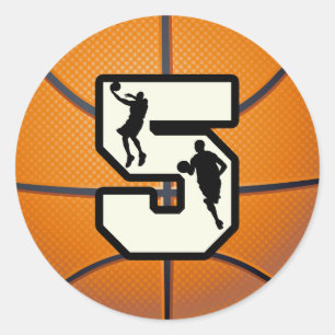 Sticker Rond Basket-ball et joueur du numéro 5