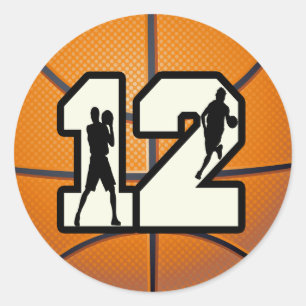 Sticker Rond Basket-ball et joueurs du numéro 12