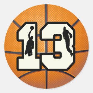 Sticker Rond Basket-ball et joueurs du numéro 13