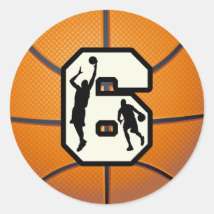 Sticker Rond Basket-ball et joueurs du numéro 6
