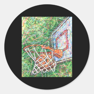 Sticker Rond Basket-Ball Et Net