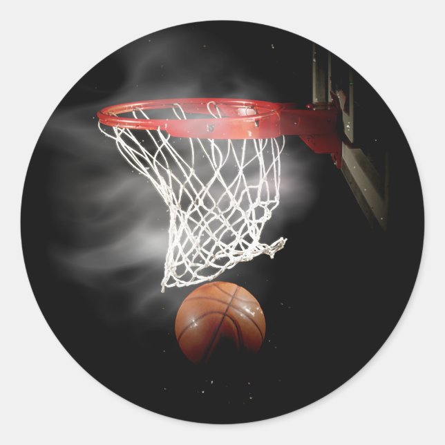 Sticker Rond Basket-ball et Net (Devant)