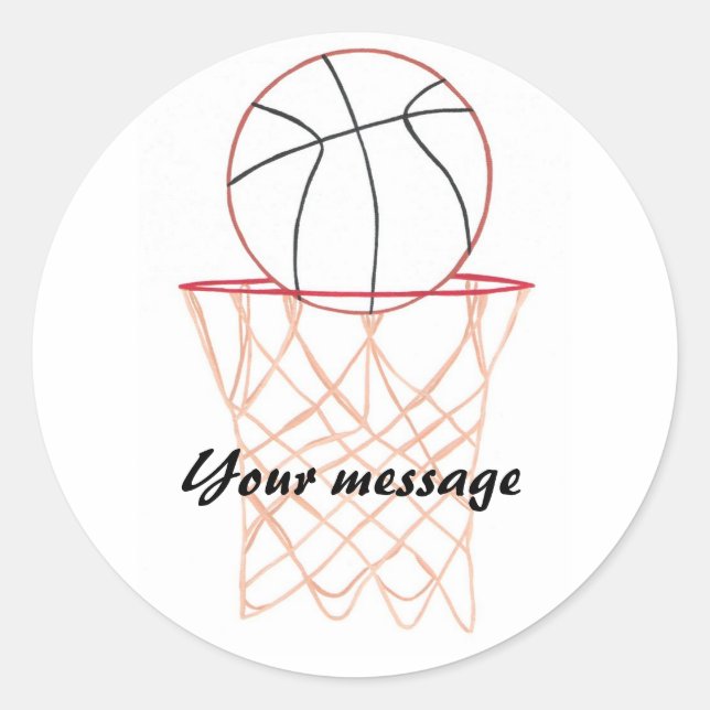 Sticker Rond Basket-ball faire le panier Votre message autocoll (Devant)