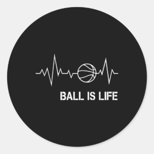 Sticker Rond Basket-ball Heartbeat Big My Life Baller Player Co