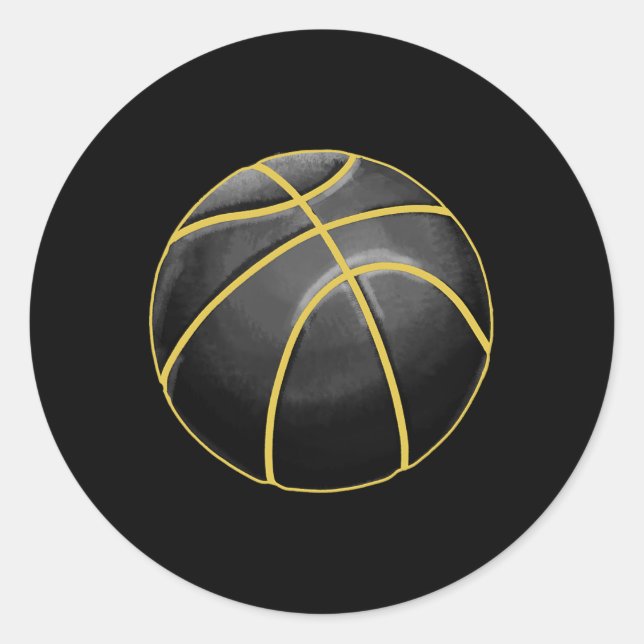 Sticker Rond Basket-ball Illustration Black Gold Ball Design St (Devant)