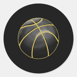 Sticker Rond Basket-ball Illustration Black Gold Ball Design St