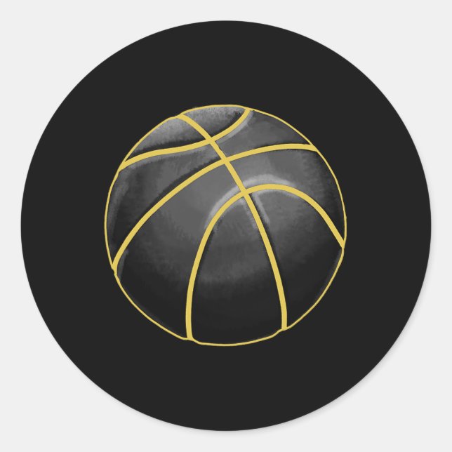 Sticker Rond Basket-ball Illustration Black Gold Ball Design St (Devant)