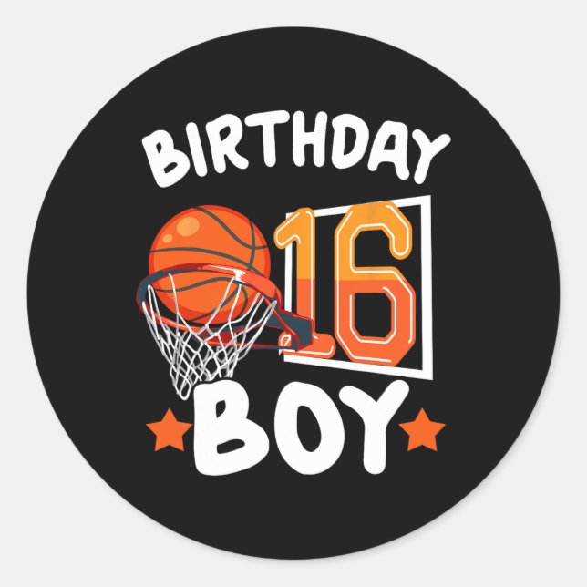 Sticker Rond Basket-ball Im 16 Ans 16e Anniversaire Boy Decor (Devant)