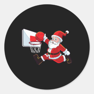 Sticker Rond Basket-ball Noël Père Noël Chelem Dunk Hommes Garç