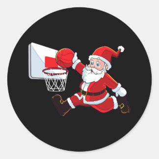 Sticker Rond Basket-ball Noël Père Noël Chelem Dunk Hommes Garç