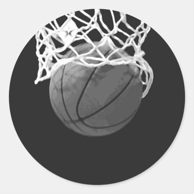 Sticker Rond Basket-ball noir et blanc (Devant)