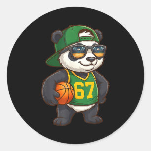 Sticker Rond Basket-ball Panda 67 Slang Gen Alpha Srts Hommes G