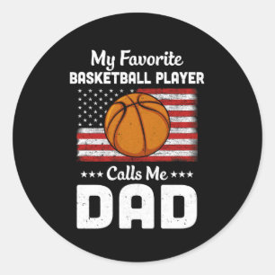 Sticker Rond Basket-ball papa Mon favori Lecteur de basket-ball