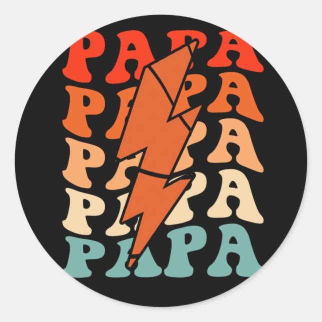 Sticker Rond Basket-ball Papa Retro Super Lightning Bolt Fa (Devant)