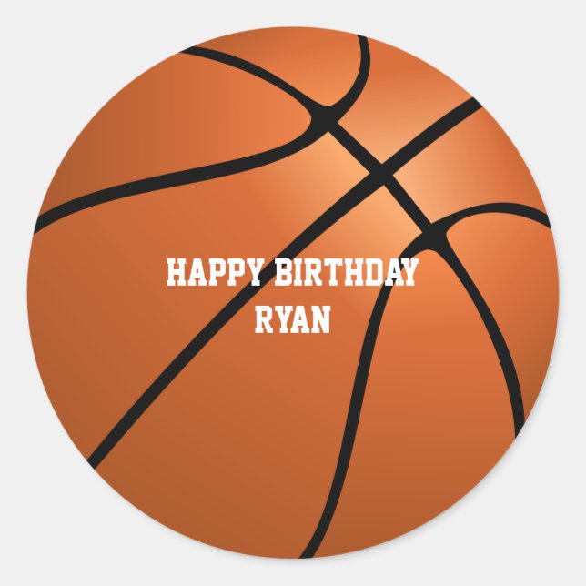 Sticker Rond Basket-ball personnalisé Anniversaire (Devant)