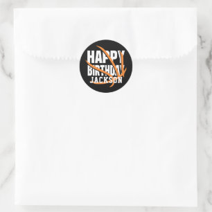 Sticker Rond Basket-ball personnalisé Joyeux anniversaire
