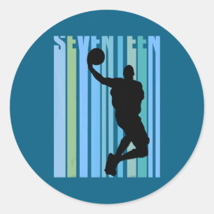 Sticker Rond Basket-ball rétro homme 17e anniversaire enfants g