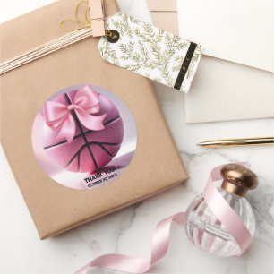 Sticker Rond Basket-ball rose Baby shower de la balle de la bou