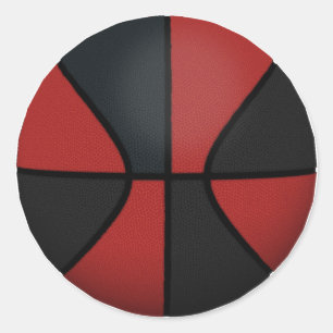 Sticker Rond Basket-ball rouge et noir :